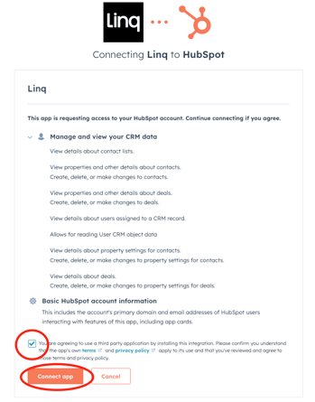 connect app box checked